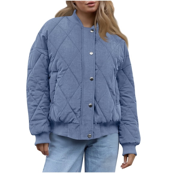 YYDGH Women's Quilted Bomber Jacket Casual Lightweight Cropped Puffer Jakcets Fashion Zip up Outerwear Winter Coats with Pockets