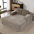 thumbnail image 2 of Aemeios 60"W Upholstered Oversized Chaise Lounge, Corduroy Sofa Bed Indoor With Armrests Sleeper Chair Bed for Living Room, Camel, 2 of 10