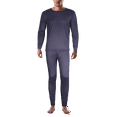 thumbnail image 1 of Therma Tek Men's 100% Cotton Brushed Lined Thermal Top & Bottom Underwear Set, Navy Blue, Medium, 1 of 2