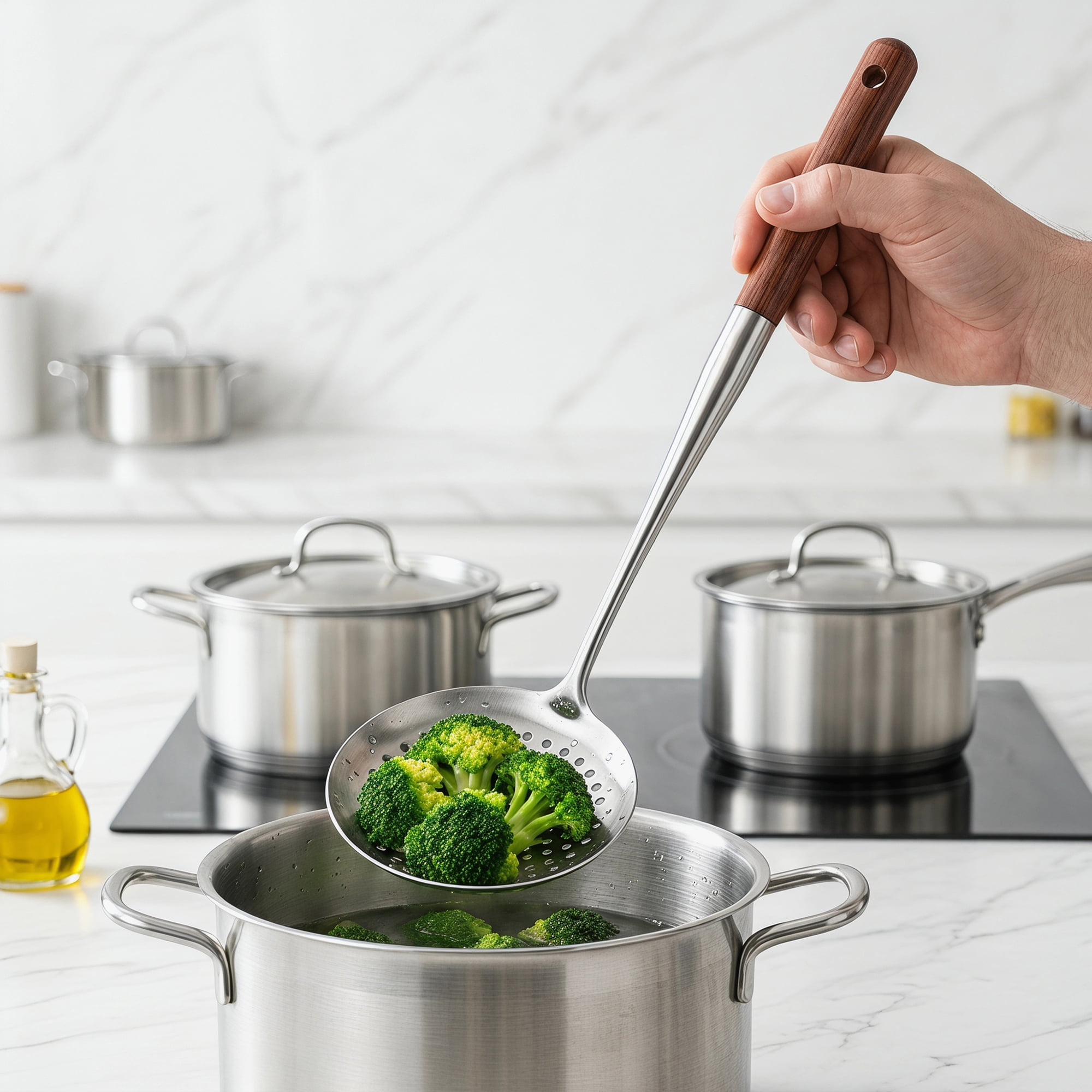 Unique Bargains Cooking Utensil Set, Stainless Steel Kitchen Gadgets Brown C 2pcs