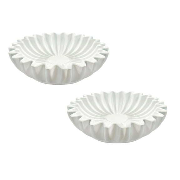 Leojiow 2Pcs Decorative Bowls For Home Resin Fruit Bowl Antique Scallop Bowl Fluted Bowl Ruffle Bowl For Housewarming Wedding 15X15X5Cm