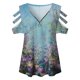 thumbnail image 4 of Top con cremallera y cuello en V de manga corta con hombros descubiertos para mujer con blusa recortada Pompotops  hkajfhjk466144, 4 of 4
