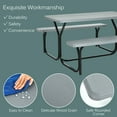thumbnail image 4 of Patiojoy Outdoor Picnic Table Bench Set Patio Camping Table w/Steel Frame & Wood Texture Tabletop for Garden Grey, 4 of 8