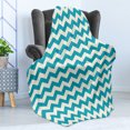 thumbnail image 4 of Seafoam Soft Flannel Fleece Blanket, Abstract Geometric Stripes with Chevron Zigzag Arrangement Vintage Inspirations, Cozy Plush for Indoor and Outdoor Use, 60" x 80", Beige Seafoam, by Ambesonne, 4 of 5