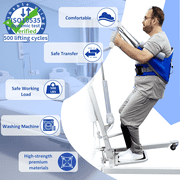 EZ Assistive Sit to Stand Padded Patient Lift Sling, Anti-Slip Material, Blue, 500 lb Capacity L