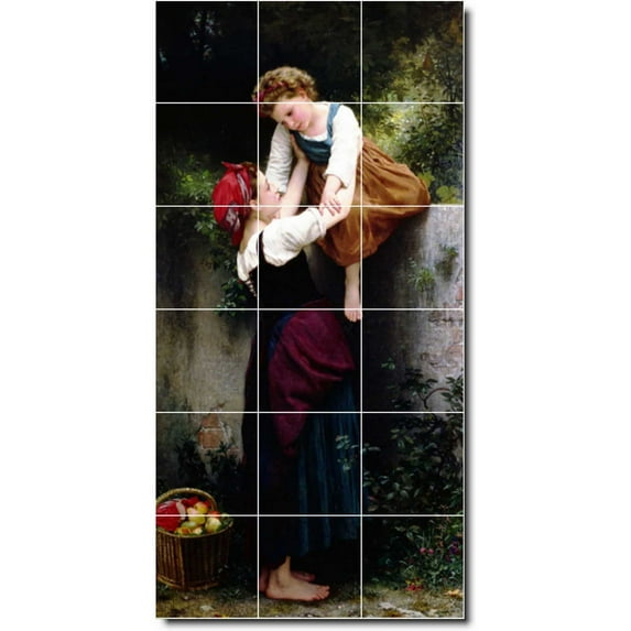Ceramic Tile Mural-William Bouguereau Mother Child Painting 60. 18" w x 36" h using (18) 6 x 6 ceramic tiles