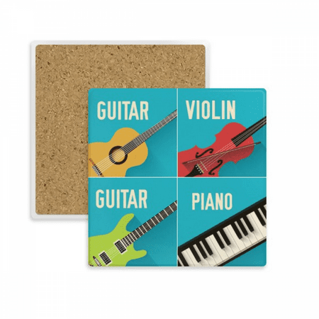 

Guitar Violin Piano Combination Pattern Square Coaster Cup Mat Mug Subplate Holder Insulation Stone