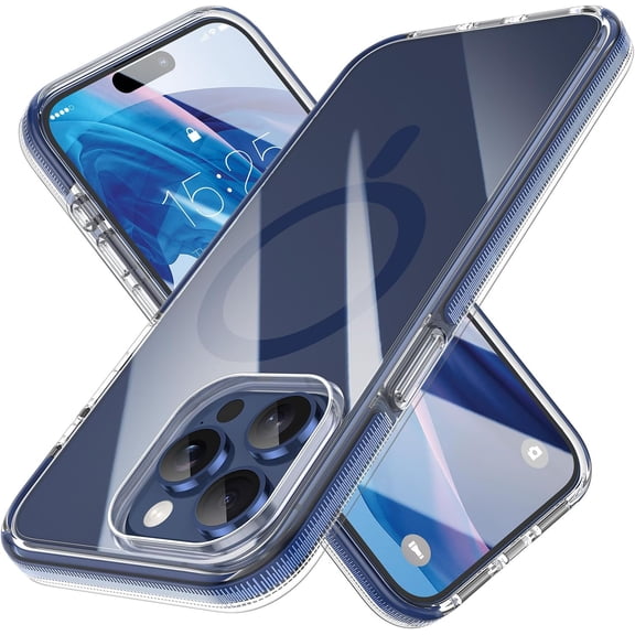 Compatible with iPhone 15 Pro Case - Compatible with MagSafe - Magnetic Clear Trasparent Design - Non-Yellowing Anti-Slip - Shockproof Bumper Phone Cover - 6.1" 2023 - Blue