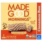 MadeGood Mornings Cinnamon Bun Breakfast Bars, 5 Count (1.06oz Each)