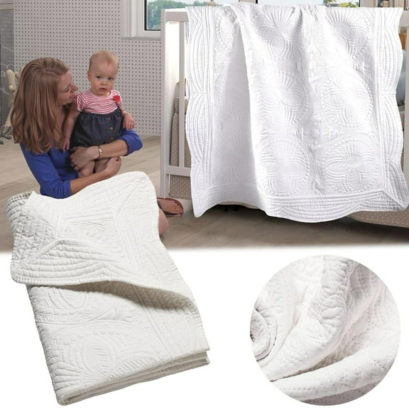 Personalized Lightweight Baby Duvet Cover, Neutral Color, Monogram, 4-Piece Cotton Quilt Set for Boys and Girls, 91 X 117 Cm, White