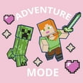 thumbnail image 2 of Girl's Minecraft Adventure Mode Alex and Creeper  Graphic Tee Light Pink Small, 2 of 4
