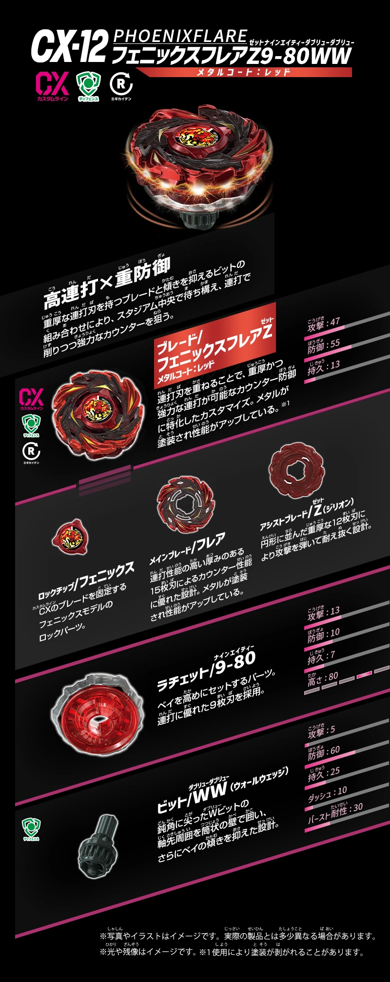 Takara Tomy Radiance Phoenix Flare Z9-80WW Beyblade X Booster CX-12