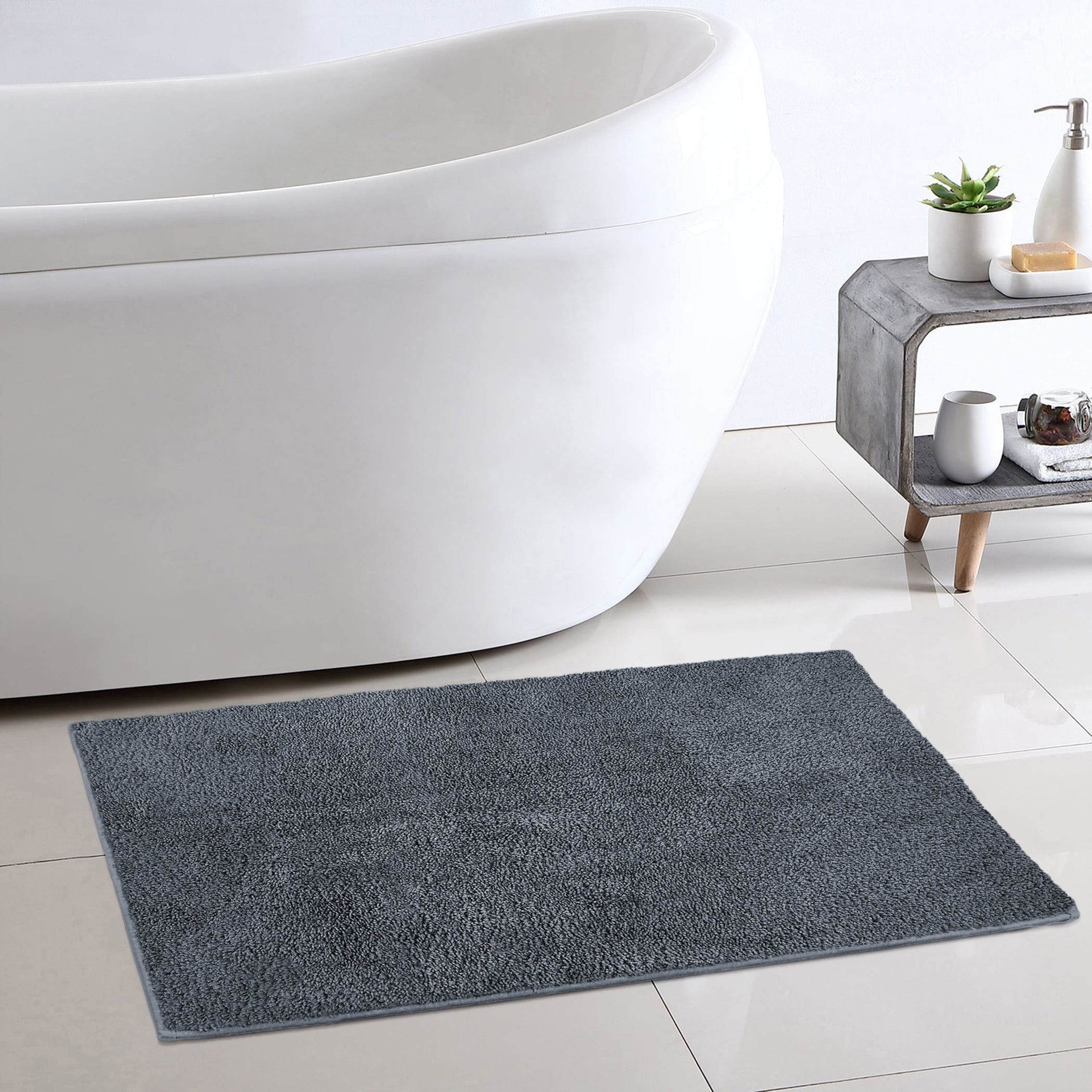 Mainstays Performance Recycled Polyester Bath Rug, Soothing Grey, 24x40"