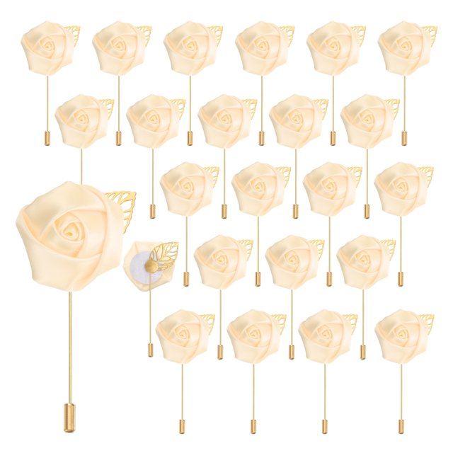 Uxcell 24 piezas de alfileres de rosa amarilla clara para bodas y fiestas formales