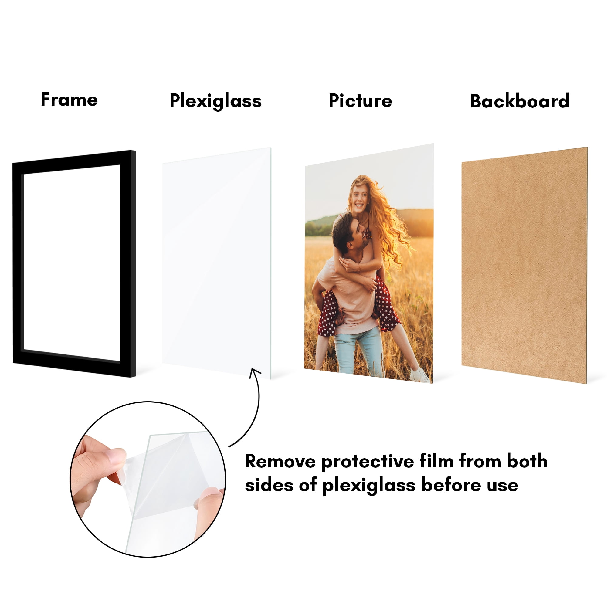 Americanflat 12x16 Picture Frame with Polished Plexiglass 5 Pack Galleria Collection Frames Wall - Black