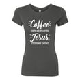 thumbnail image 2 of Wild Bobby Coffee Gets Me Started Jesus Keeps Me Going Inspirational/Christian Women Slim Fit Junior Tee, Dark Grey, Medium, 2 of 5