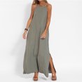 thumbnail image 3 of Vestido Vestido elegante con tirantes para mujer, vestido largo informal con tiras, vestido largo diario de color sólido Kuymtek ejercito verde T XXL para Mujer, 3 of 6