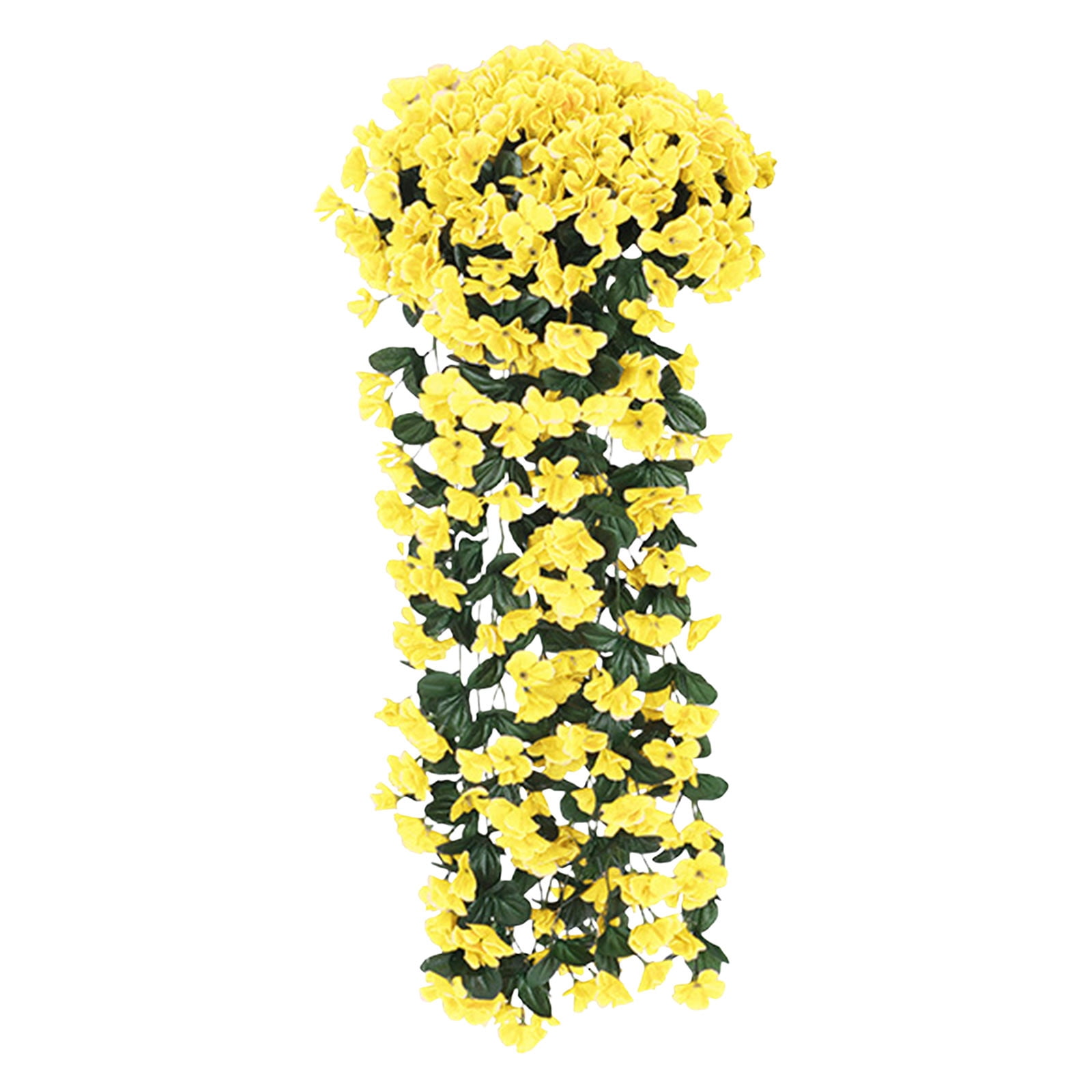 3pcs Artificial Hanging Flowers Outdoor Faux Plants Spring Decor Fake Mums Violets with Eucalyptus Realistic UV Resistant Trailing Vines Porch Yard Indoor Five-petal
