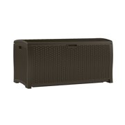 Suncast 99 Gallon Outdoor Resin Wicker Deck Storage Box Java Brown Walmart Com Walmart Com