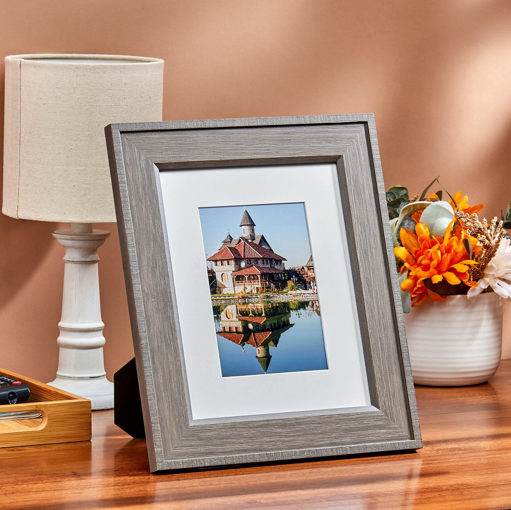 Mainstays 8"x10" matted to 5"x7" Rustic Wood Tabletop Picture Frame