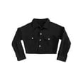 thumbnail image 5 of Gureui Women's Denim Short Coat, Casual Solid Color Long Sleeve Lapel Jacket Button Down 2 Pockets Distressed Hem Crop Jeans Coat, 5 of 7