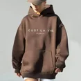 thumbnail image 5 of Sudadera con capucha y estampado de letras para mujer, primavera y otoño de 2024, sudaderas con capucha de manga larga para mujer, blusas de moda, jerséis holgados informales para mujer, 5 of 5