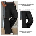 thumbnail image 3 of Pantalones de salón de pierna ancha para mujer Bolsillos laterales Cintura elástica de talle medio Ajuste holgado Pantalones casuales cómodos Negro XL, 3 of 4