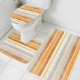 thumbnail image 3 of Orange Nordic Style Stripes Bath Mat 3 Piece Bathroom Rug Set, Orange Grey Texture Non Slip Bath Rug Contour Mat and Toilet Lid Cover, Absorbent Shower Mats Soft Bath Rugs and Mats Sets, 3 of 8