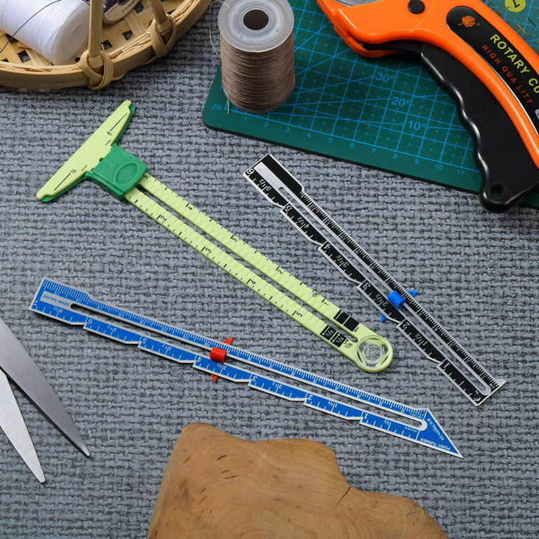 Pro Sewing Measuring Gauge Measure Ruler with Sliding Adjustable Marker Knitting Sewing Supplies Marking Button Holes Handamde Craft 6'', Size: 15 cm