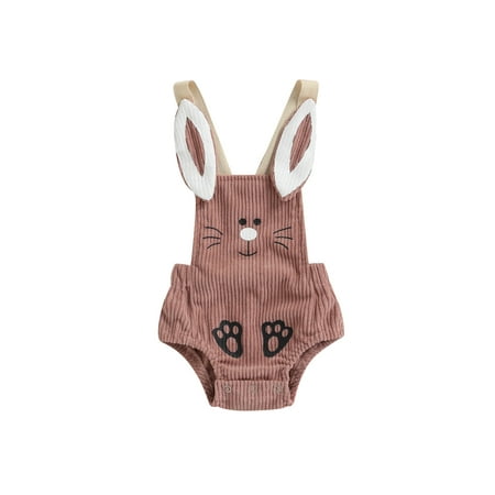 

Baby Girl Boy Easter Outfits Newborn Baby Romper Cartoon Rabbit Pattern Jumpsuit Corduroy Bunny Ears Bodysuit Summer Clothes