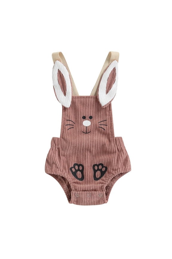 Newborn Baby Girls Boys Easter Outfits Bunny Corduroy Romper Jumpsuit Sleeveless Infant Clothes