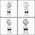 thumbnail image 4 of Bonita decoración de astronauta plateada. Astronautas geniales con trajes modernos y manos en los bolsillos. Esculturas de astronautas. Decoración para el hogar. Regalo., 4 of 6