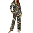 thumbnail image 4 of DISNIMO Women's Pajama Set 2 Piece Pj Sets Mushroom Dragonfly Flower Printed Long Sleeve Sleepwear with Long Pajama Pants Oversized Button Up Loungewear Nightwear, S, 4 of 7