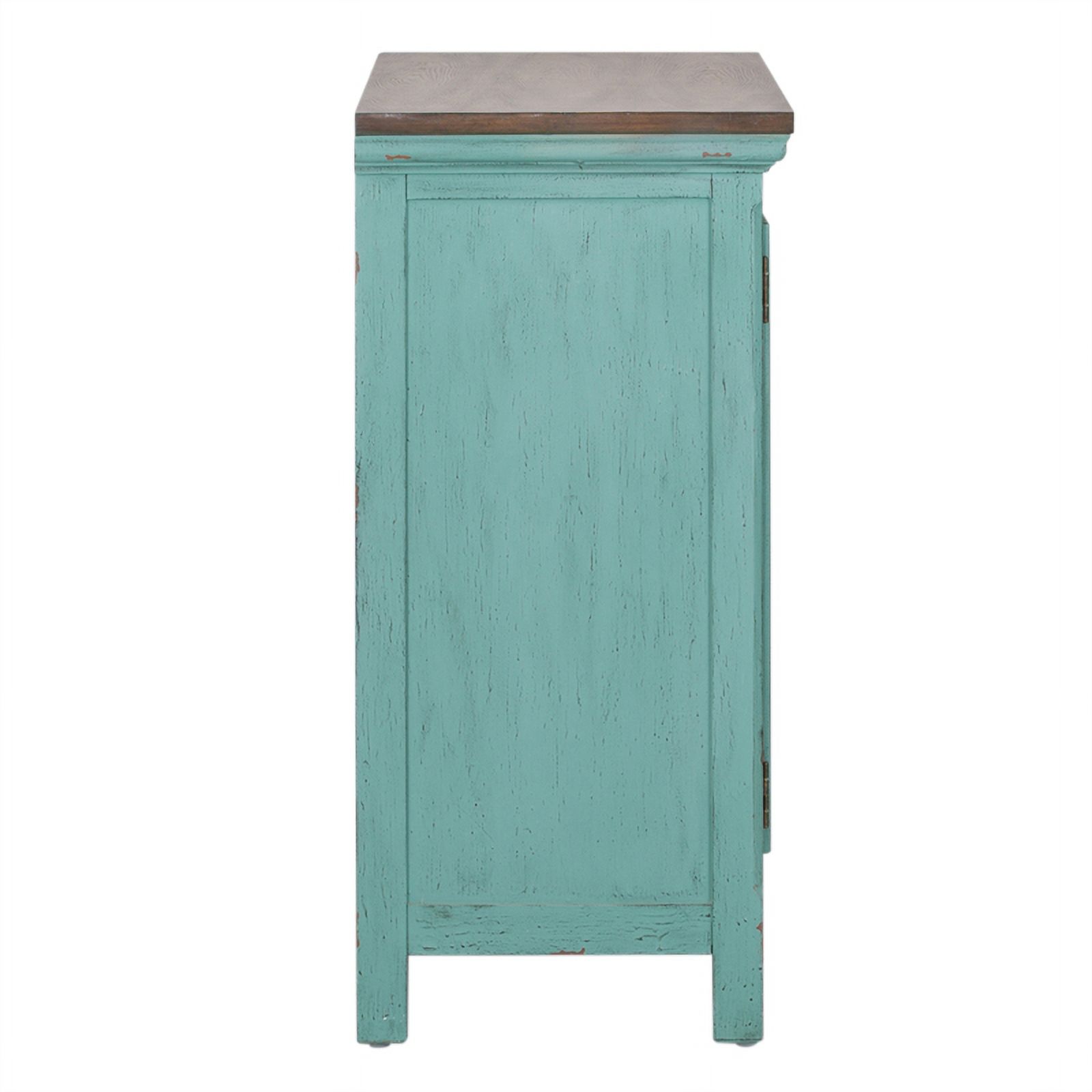 Pemberly Row Transitional 2-Door Wood Accent Cabinet in Turquoise