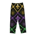 thumbnail image 4 of Sigee Mardi Gra Geometric Print Women's Soft Pajama Pants - Breathable and Comfortable Lounge Sleep Bottoms with Elastic Waistband and Pockets-X-Large, 4 of 9