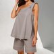 thumbnail image 2 of Conjunto de dos piezas con un solo hombro para mujer: top con cintura elástica y pantalones cortos para vacaciones o yoga, 2 of 8