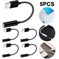 thumbnail image 5 of 5PCS Adaptador 3 5 Mm A Tipo C Cable Adaptador Auxiliar Tipo C 10 Cm A 3 5 Mm para (negro), 5 of 5