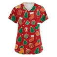 thumbnail image 2 of Garbnen Christmas Scrubs for Women Workwear V Neck Short Sleeve Womens Plus Size Tops Thanksgiving Holiday Nurse Uniform with Pockets S-5XL, 2 of 4