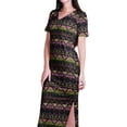 thumbnail image 5 of Moomaya Long Bodycon Maxi Dress For Womens Short&nbsp;Sleeve V neck Printed Jersey T-shirt Dress, 5 of 6