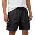thumbnail image 3 of lcziwo Shorts for Men with Zipper Pockets Big and Tall Relaxed Fit Holiday Hiking Shorts Travel Fishing Outdoor Elastic Waist Dress Shorts Black XXL, 3 of 10