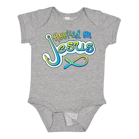 

Inktastic Hooked on Jesus Christian Gift Baby Boy or Baby Girl Bodysuit