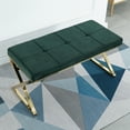 thumbnail image 6 of SYNGAR Upholstered Bedroom Bench, Modern Velvet Footstool Bench Seat for Living Room, Hallway, Entryway, Ottoman Bench with Gold Metal Legs, Green, 6 of 11