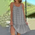 thumbnail image 1 of Robes pour Femmes 2025 Élégantes Mode Classique Florale Col Rond Ourlet à Volants Bretelles Spaghetti Sans Manches Robe d'Été Gris TTG, 1 of 5