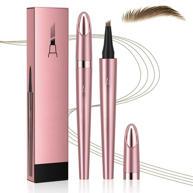 1pcs, Stylo à Sourcils Microblading, Crayon à Sourcils Résistant à L\'eau, Stylo à Sourcils avec 4 Pointes, Maquillage Magique Naturel Premium pour Sourcils, Crayon de Contouring à Coups Fins, Longue Tenue Toute la Journée., Café Clair