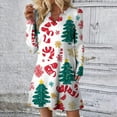 thumbnail image 2 of WTOBBY Women's Christmas Themed Dress Loose V-Neck Long Sleeve Casual Holiday Print Party Wear with Festive Design for Special Events,Wine L, 2 of 6