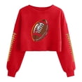 thumbnail image 2 of Cropped Sweatshirt for Women Football Graphic Crewneck Long Sleeve Drop Shoulder Loose Fit Game Day Clothes Sporty Fashion Short Length Top, 2 of 5
