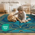 thumbnail image 4 of ODIKA Stained Mosaic Ocean Border Entryway Teal Beachy Nautical Turtle Refined Non-Slip Chair-Friendly for Home Office, Gaming Room, Under Desk, 4 of 7
