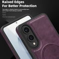 thumbnail image 5 of Magnetic for Samsung Galaxy S25 Edge PU Leather Case, Compatible with Magsafe, Built-in Invisible Stand, Premium Ultra Slim Adjustable Kickstand Protective Phone Case for Galaxy S25 Edge, Darkpurple, 5 of 8
