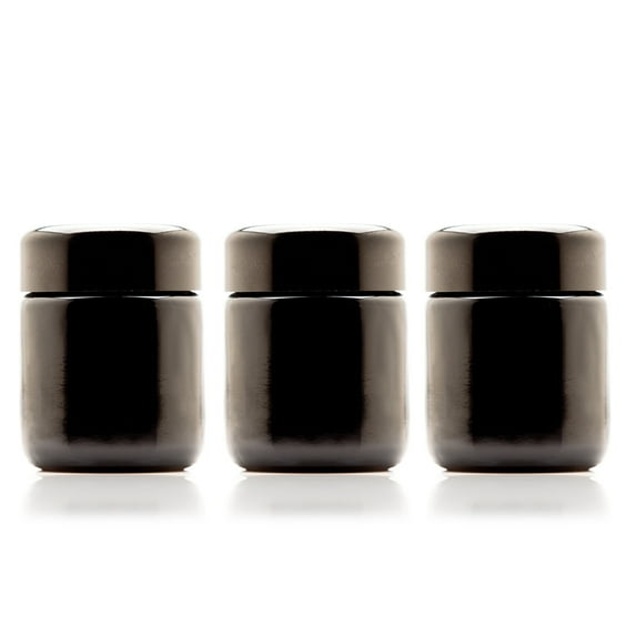 Infinity Jars 50 Ml (1.7 fl oz) Tall Black Ultraviolet Glass Screwtop Jar 3-Pack