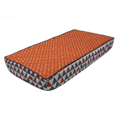 Bacati - Playful Fox Orange/Grey Neutral Quilted Changing Pad Cover